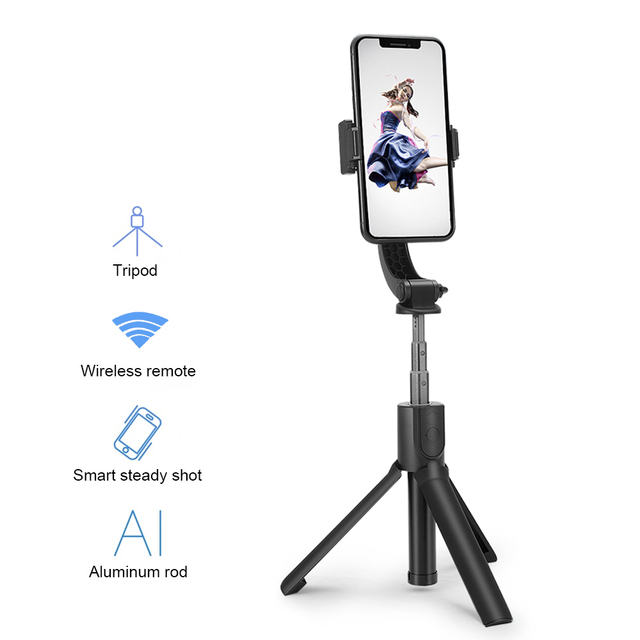 360 Degree Rotated Aluminum Alloy Selfie Stick Stabilizer Tripod with Wireless Remote Control for Live Vlog Shooting
