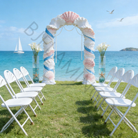 Chaise pliante en plastique durable blanche à dossier éventail pour mariages, banquets, événements extérieurs - Chaise de jardin en plastique à dossier éventail Bjflamingo en gros