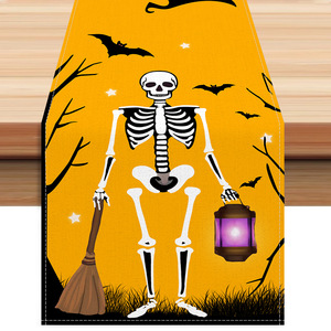 Popular Halloween Gnomo sin rostro esqueleto murciélago impreso cama camino de mesa bandera cubierta de tela comedor mantel decoración de fiesta en casa - Product Image 1