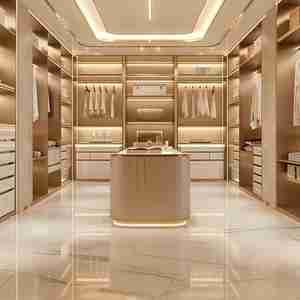 Armario de Madera con Vitrina de Vidrio para Vestidor, Estilo Francés, con Iluminación LED, <span class=keywords><strong>Muebles</strong></span> Personalizados para Dormitorio - Product Image 6