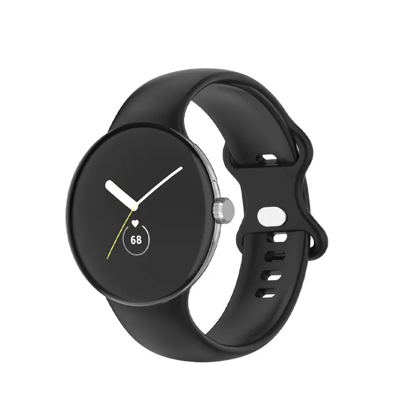 สายนาฬิกาอัจฉริยะซิลิโคนสายรัดยางหัวเข็มขัดผีเสื้อสีบริสุทธิ์สำหรับ Google Pixel Watch
