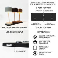 Lámparas de Escritorio LED Metálicas Recargables Inalámbricas a Prueba de Agua IP54, Juego de 3 Lámparas de Mesa para Restaurante con Base de Carga Magnética