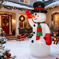 TSINYE Pupazzo di Neve Gonfiabile con LED Interni, Cappello a Cilindro e Sciarpa a Righe, Auto-Gonfiabile, Facile da Montare, Decorazione Invernale Natalizia per Giardino e Prato