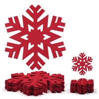 Ensemble de sets de table et de sous-verres en feutre rouge flocon de neige de Noël, 13"+5" Décoration de table de Noël en feutre de laine