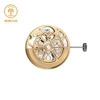 Mouvement de montre de luxe entièrement squeletté, mécanique automatique, 21 rubis, pont croisé, rotor personnalisé avec logo OEM, finition dorée