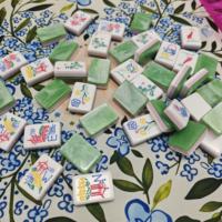 Jeu de Mahjong américain personnalisé en marbre vert turquoise et blanc, 160 tuiles, acrylique écologique
