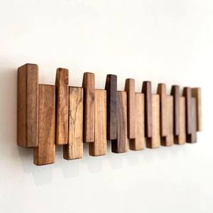 Perchero de pared con forma de piano de madera maciza de nogal, ganchos para guardar sombreros y abrigos, diseño duradero - Product Image 3