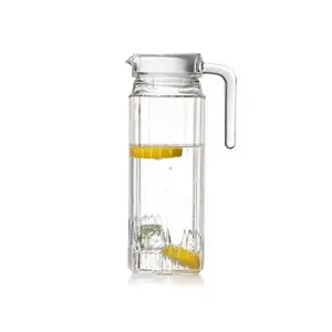 Оптовая продажа, прозрачный многоразовый простой холодный стеклянный кувшин для воды объемом 1,3 л, стеклянный кувшин с носиком для питьевой стеклянной бутылки для напитков