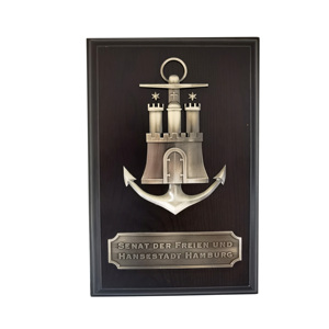 Regalos de negocios de gama alta 3D Castillo barco ancla logo placas de madera escritorio ornamento trofeo para alemán Freie und Hansestadt <span class=keywords><strong>Hamburg</strong></span> - Product Image 1