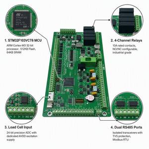 Tarjeta de Control Industrial, Interfaz HMI, Controlador de Motor de <span class=keywords><strong>12</strong></span>-36V CC, RS485, USB, Relé, Sensor de Pesaje, Lector de Tarjetas, Fabricante ODM - Product Image 4