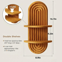 Étagère murale en bois style bohème à 2 niveaux, design en arche, montée en suspension, en pin rustique, pour la présentation de plantes dans la salle de bain, la chambre à coucher, le salon