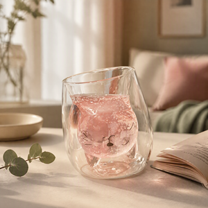 고양이 얼굴 유리컵 이중벽 귀여운 고양이 모양 내부벽 커피 우유 차 컵 예쁜 카와이 선물 - Product Image 5