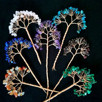 Arbre décoratif en fil de cristal avec fil de cuivre et éclats de pierres roulées pour la décoration de bureau et les souvenirs