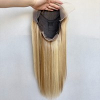 Perruque Lace Top Cheveux Humains Européens Vierges Double Drawn, Couleur Blonde avec Mèches Brunes, Pointes Pleines, Nœud Unique, Racine Foncée