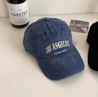 All-match Trendy Washed Grey Denim 6-Panel Sun Hat Instagram Street Style Gorra de béisbol Curved Brim Gold Copper Buckle Hombres Mujeres