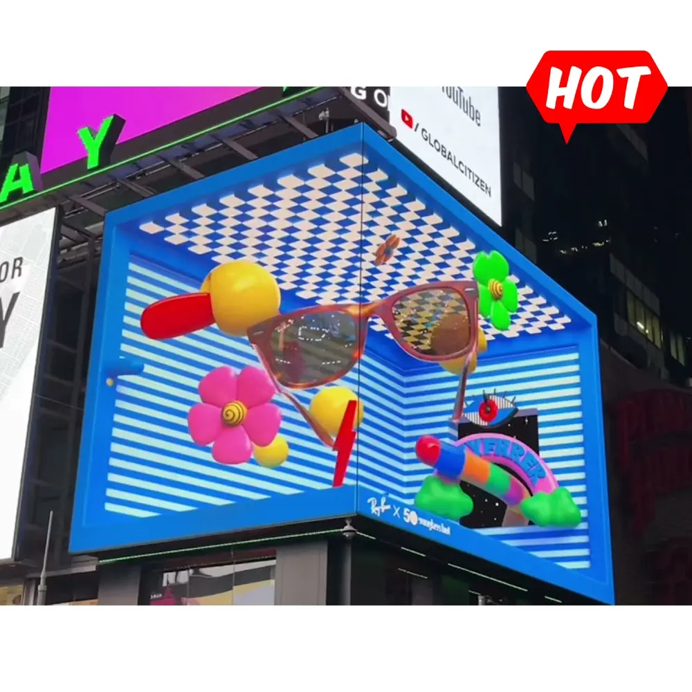 3D Billboard Outdoor Giant Video Sign Board Wifi Control Display Commercial P6 P6.67 P8Mm P10 Advertising Led Screen