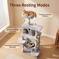 Arbre à chat en bois de grande taille avec griffoir en sisal, niche pour chat, hamac et plateforme supérieure pour chats de grande taille - Design minimaliste en carton