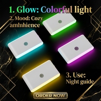 Lampe de nuit LED RGB moderne 2026 à piles, portable avec capteur, en ABS, pour porche, chevet, couloir, escalier