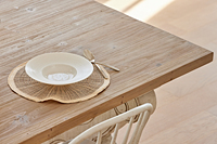 Français Japandi antique maison géométrique naturel recyclé pin bouleau nordique dîner table en bois table à manger ensemble 6 places