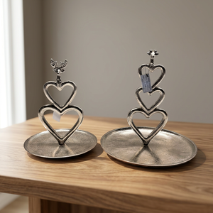 Silver Heart <b>Stack</b> Candle Stand for Valentine's Day Home Decoration Durable Metal Design - Product Image 1