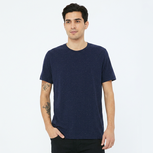 Camisetas de Manga Corta de Algodón con Cuello Redondo para Hombre, Color Azul Marino, Camisetas para Hombre - Product Image 1
