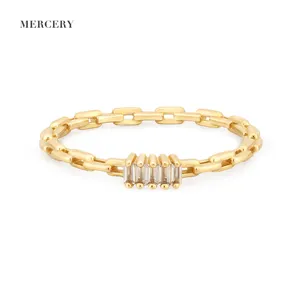 Mercery Wanita 2023 Barang Baru Musim Panas Perhiasan Kustom 14K Perhiasan Emas Padat Cincin Batu Permata Alami untuk Wanita