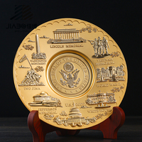 Plaques métalliques en relief 3D Souvenir des États-Unis Alliage de zinc Logo d'aigle en relief Placage mat Or Plaque souvenir