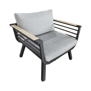 Ensemble <span class=keywords><strong>de</strong></span> canapé <span class=keywords><strong>de</strong></span> conversation moderne pour l'extérieur avec accoudoir en <span class=keywords><strong>bois</strong></span> et plastique, ensemble <span class=keywords><strong>de</strong></span> meubles <span class=keywords><strong>de</strong></span> <span class=keywords><strong>jardin</strong></span> en aluminium <span class=keywords><strong>de</strong></span> 4 pièces - Product Image 2