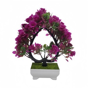 Decorazione da Tavolo per Casa, Piccolo Bonsai in Plastica a Forma di Foglia, Rosa in Vaso, Pianta Verde Artificiale per Interni, Decorazione per San Valentino - Product Image 6