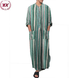 Impression à rayures maroc Thobe musulman avec poche hommes couleur unie vêtements islamiques conception arabe <span class=keywords><strong>robe</strong></span> Daffah mode saoudienne - Product Image 6