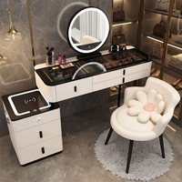 Runwoodmodern Meubles de chambre à coucher, Ensemble coiffeuse et table de maquillage avec miroir LED éclairé