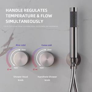 Pomme de <span class=keywords><strong>douche</strong></span> murale encastrée <span class=keywords><strong>à</strong></span> poignée unique en nickel brossé minimaliste italien, entièrement en cuivre, garantie 5 ans, eau chaude et froide - Product Image 3