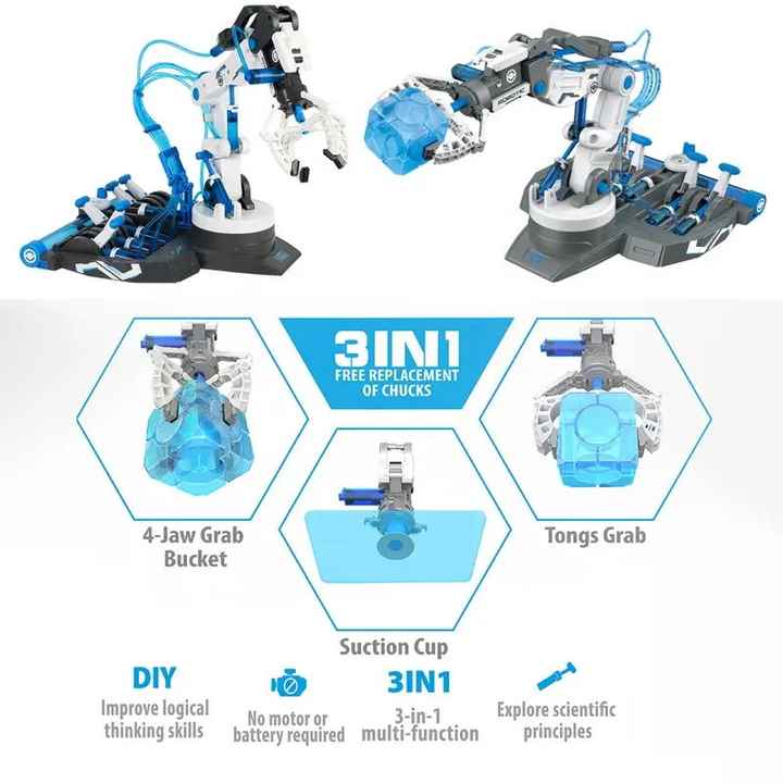 Yeni oyuncaklar 3 In 1 kök bilim kitleri hidrolik Robot kol çocuk Diy
