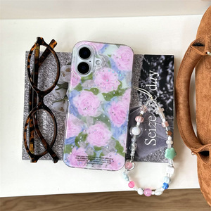 Custodia a doppio strato con foglia verde e stampa floreale TPU in morbido fiore <span class=keywords><strong>rosa</strong></span> per <span class=keywords><strong>iPhone</strong></span> 16/15/<span class=keywords><strong>14</strong></span> Pro Max in stile <span class=keywords><strong>Cover</strong></span> protettiva IMD - Product Image 4