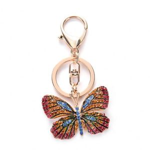 Whosale Hot Selling Bling Bling 3d Animal Metal Colorful <b>Key</b> <b>Ring</b> Purse Bag Rhinestone Butterfly Keychain Charm - Product Image 3