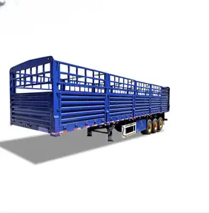 Kustom transportasi peternakan dan kargo 3 gandar 4 as roda 12 roda 40-80t pagar tiang semi trailer