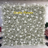 Mur de fleurs artificielles en rouleau 5D personnalisé pour mariage, feuillage blanc, 8x8, toile de fond pour décoration murale