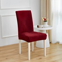Housse de chaise épaisse 240 GSM pour chaise de salle à manger à dossier droit, élastique, tout-en-un, jacquard, anti-poussière, une seule pièce