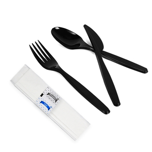 Ensemble de couverts jetables en tissu, cuillère et fourchette, emballage individuel, ensemble d'ustensiles de table en plastique jetables - Product Image 2