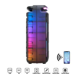 Altavoz Portátil con Batería Doble de 8 Pulgadas, Nuevo, con Carcasa Transparente, Altavoz de Karaoke para Fiestas en Casa con LED Multicolor - Product Image 3