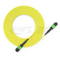 JFOPT MPO-12 SM G657A1 Fiber Optic Patch Cord 1M 3.0mm LSZH Yellow Cable 1310/1550nm High-Density Data Center Type B Polarity