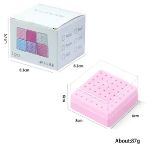 49 Holes Nail Drill Bits Storage <b>Box</b> White <b>Pink</b> Blue Empty <b>Box</b> Nail Drill Display Stand Manicure Accessoy <b>Tools</b> - Product Image 5