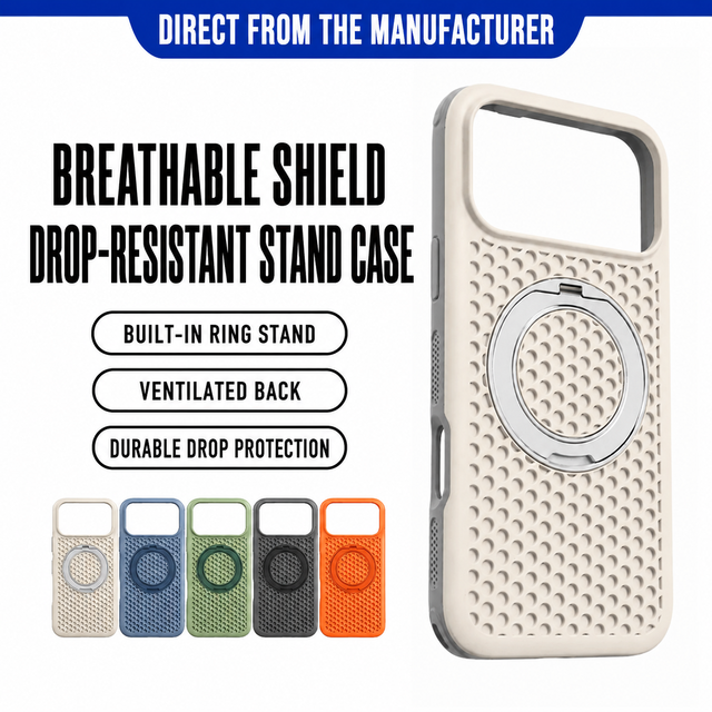 Luxury Ventilated TPU+PC Ring Stand Phone Case Drop Protection Breathable Back Shockproof Bumper Cover for for Multiple