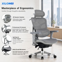 Chaise de bureau ergonomique exécutive en maille avec accoudoirs et dossier en PU 7D, réglable en hauteur, pivotante, base en acier pour le bureau