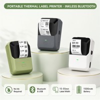 Draagbare thermische labelprinter, inktloos, mini, handheld, BT, USB, barcode-etiketprinter, oplaadbaar, direct inktloos stickerprinter