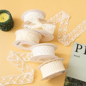 High Quality White Embroidery <b>Lace</b> Trim with No <b>Elastic</b> <b>Lace</b> Mesh for Garment Gift Ribbons - Product Image 1