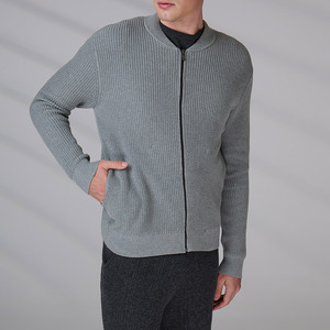 High Quality Long Sleeve <b>Zip</b> <b>Up</b> Sweater Winter Outfit 100% Cotton Custom GOTS Knitted Sweater <b>Cardigan</b> Men - Product Image 4