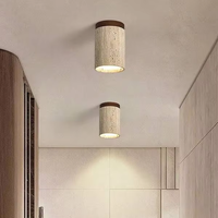 Bois Travertin Wabi-Sabi Style Nordique Rétro LED IP65 Allée Lumière Jaune Plafonnier pour Foyer Couloir Balcon