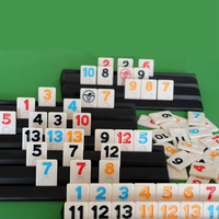 106 Set Permainan Rummy dengan 4 Rak Plastik, Kepingan Permainan Rummy Klasik, Ubin, Permainan untuk Teman dan Keluarga