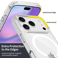 Coque transparente antichoc magnétique pour iPhone 17 18 Pro Max, anti-traces de doigts, en TPU+PC+N52, coque magnétique transparente pour téléphone